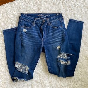 American Eagle hi rise jeggings distressed